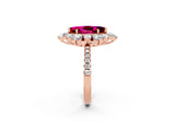 Rose gold Marquise Cut Cut Diamond Floral Halo Pave Band with Prong Setting_2