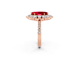 Rose gold Marquise Cut Cut Diamond Floral Halo Pave Band with Prong Setting_2