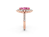 Rose gold Marquise Cut Cut Diamond Floral Halo Pave Band with Prong Setting_2