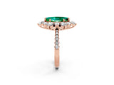 Rose gold Marquise Cut Cut Diamond Floral Halo Pave Band with Prong Setting_2