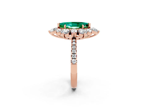 Rose gold Marquise Cut Cut Diamond Floral Halo Pave Band with Prong Setting_2