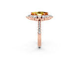 Rose gold Marquise Cut Cut Diamond Floral Halo Pave Band with Prong Setting_2