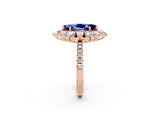 Rose gold Marquise Cut Cut Diamond Floral Halo Pave Band with Prong Setting_2