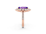 Rose gold Marquise Cut Cut Diamond Floral Halo Pave Band with Prong Setting_2