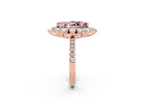 Rose gold Marquise Cut Cut Diamond Floral Halo Pave Band with Prong Setting_2