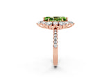 Rose gold Marquise Cut Cut Diamond Floral Halo Pave Band with Prong Setting_2