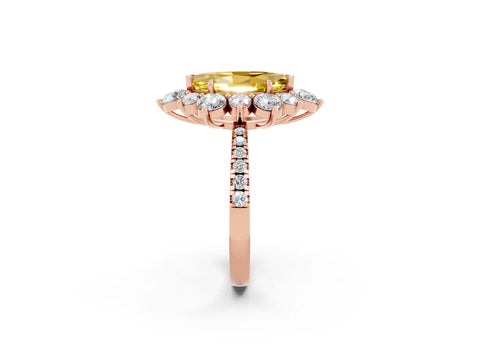 Rose gold Marquise Cut Cut Diamond Floral Halo Pave Band with Prong Setting_2