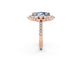 Rose gold Marquise Cut Cut Diamond Floral Halo Pave Band with Prong Setting_2