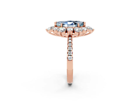 Rose gold Marquise Cut Cut Diamond Floral Halo Pave Band with Prong Setting_2