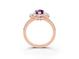 Rose gold Marquise Cut Cut Diamond Floral Halo Pave Band with Prong Setting_3