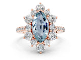 Rose gold Marquise Cut Cut Diamond Floral Halo Pave Band with Prong Setting