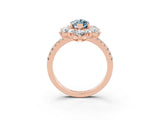 Rose gold Marquise Cut Cut Diamond Floral Halo Pave Band with Prong Setting_3