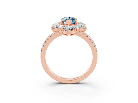 Rose gold Marquise Cut Cut Diamond Floral Halo Pave Band with Prong Setting_3