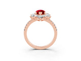 Rose gold Marquise Cut Cut Diamond Floral Halo Pave Band with Prong Setting_3