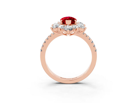 Rose gold Marquise Cut Cut Diamond Floral Halo Pave Band with Prong Setting_3