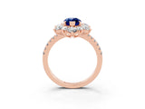 Rose gold Marquise Cut Cut Diamond Floral Halo Pave Band with Prong Setting_3
