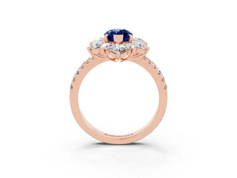 Rose gold Marquise Cut Cut Diamond Floral Halo Pave Band with Prong Setting_3