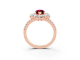 Rose gold Marquise Cut Cut Diamond Floral Halo Pave Band with Prong Setting_3