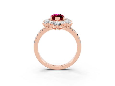 Rose gold Marquise Cut Cut Diamond Floral Halo Pave Band with Prong Setting_3