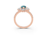 Rose gold Marquise Cut Cut Diamond Floral Halo Pave Band with Prong Setting_3