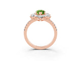 Rose gold Marquise Cut Cut Diamond Floral Halo Pave Band with Prong Setting_3