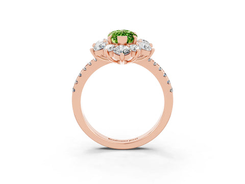 Rose gold Marquise Cut Cut Diamond Floral Halo Pave Band with Prong Setting_3