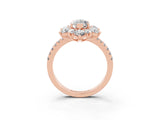 Rose gold Marquise Cut Cut Diamond Floral Halo Pave Band with Prong Setting_3