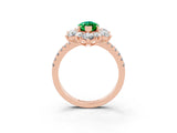 Rose gold Marquise Cut Cut Diamond Floral Halo Pave Band with Prong Setting_3