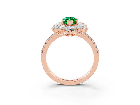Rose gold Marquise Cut Cut Diamond Floral Halo Pave Band with Prong Setting_3