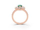 Rose gold Marquise Cut Cut Diamond Floral Halo Pave Band with Prong Setting_3