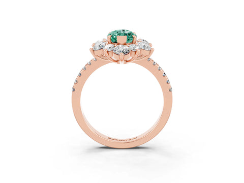 Rose gold Marquise Cut Cut Diamond Floral Halo Pave Band with Prong Setting_3