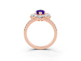 Rose gold Marquise Cut Cut Diamond Floral Halo Pave Band with Prong Setting_3
