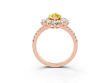 Rose gold Marquise Cut Cut Diamond Floral Halo Pave Band with Prong Setting_3