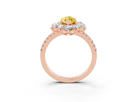 Rose gold Marquise Cut Cut Diamond Floral Halo Pave Band with Prong Setting_3