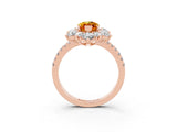 Rose gold Marquise Cut Cut Diamond Floral Halo Pave Band with Prong Setting_3