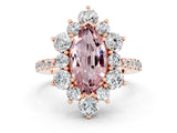 Rose gold Marquise Cut Cut Diamond Floral Halo Pave Band with Prong Setting