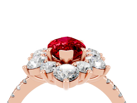 Rose gold Marquise Cut Cut Diamond Floral Halo Pave Band with Prong Setting_4