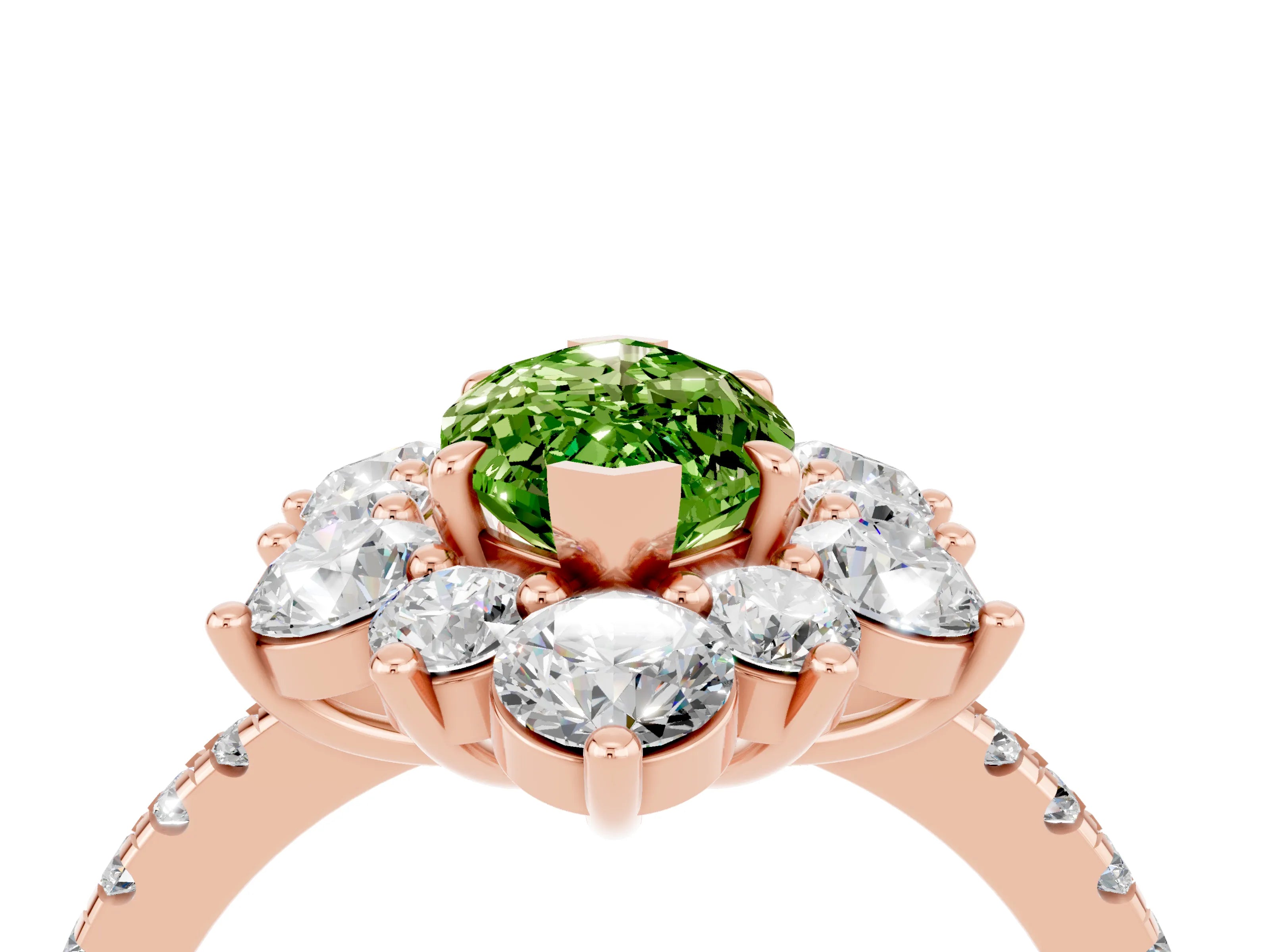 Rose gold Marquise Cut Cut Diamond Floral Halo Pave Band with Prong Setting_4