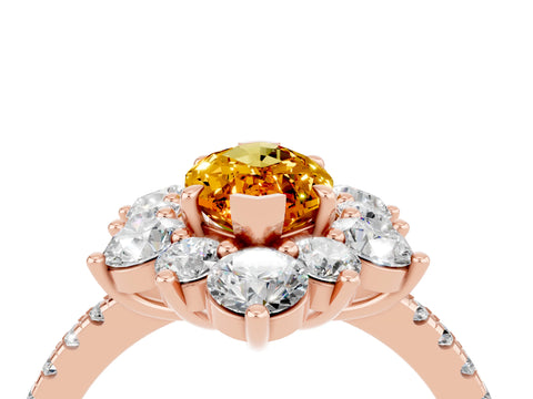 Rose gold Marquise Cut Cut Diamond Floral Halo Pave Band with Prong Setting_4
