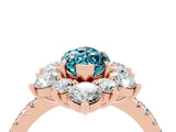 Rose gold Marquise Cut Cut Diamond Floral Halo Pave Band with Prong Setting_4