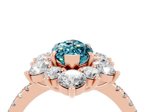 Rose gold Marquise Cut Cut Diamond Floral Halo Pave Band with Prong Setting_4