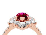 Rose gold Marquise Cut Cut Diamond Floral Halo Pave Band with Prong Setting_4
