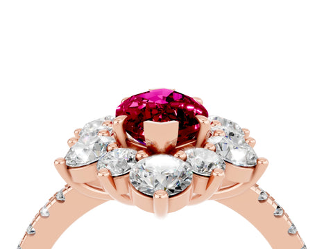 Rose gold Marquise Cut Cut Diamond Floral Halo Pave Band with Prong Setting_4