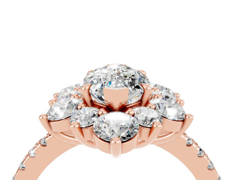 Rose gold Marquise Cut Cut Diamond Floral Halo Pave Band with Prong Setting_4