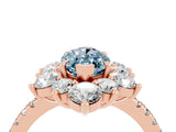 Rose gold Marquise Cut Cut Diamond Floral Halo Pave Band with Prong Setting_4