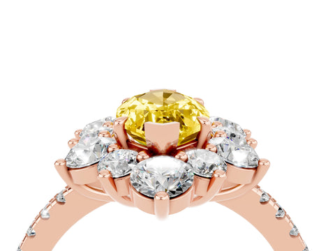 Rose gold Marquise Cut Cut Diamond Floral Halo Pave Band with Prong Setting_4