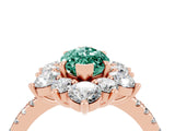 Rose gold Marquise Cut Cut Diamond Floral Halo Pave Band with Prong Setting_4