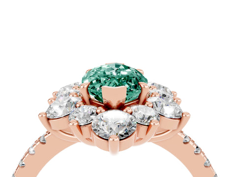 Rose gold Marquise Cut Cut Diamond Floral Halo Pave Band with Prong Setting_4