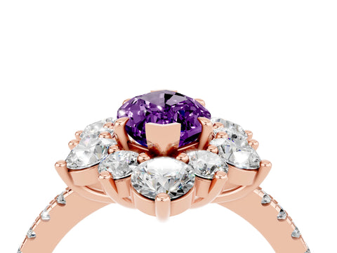 Rose gold Marquise Cut Cut Diamond Floral Halo Pave Band with Prong Setting_4