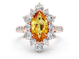 Rose gold Marquise Cut Cut Diamond Floral Halo Pave Band with Prong Setting